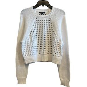 Banana Republic White Cropped Open-Knit Sweater Size Large NEW Without Tags